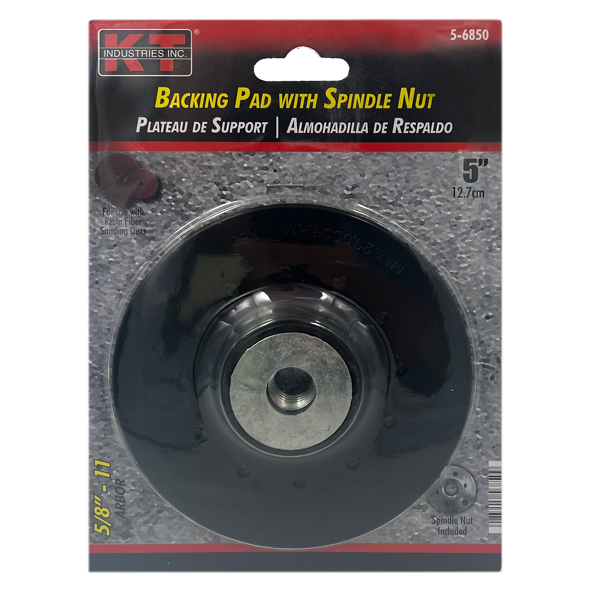 K-T Industries Back Up Pad — 5in. x 5/8in.-11, Resin Fiber Disc Compatible, Model# 5-6850